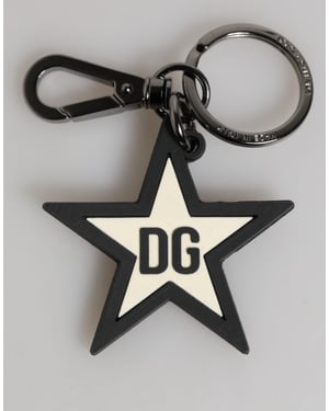 Llavero de goma para hombres con logotipo DG en blanco y negro y estrella
