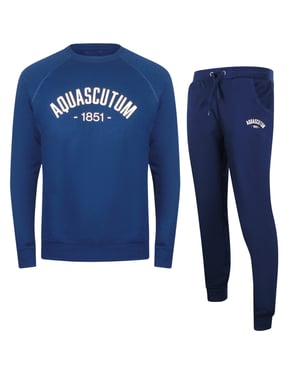 Conjunto De Chándal Azul Marino Con Cuello Redondo De La Vieja Escuela De Aquascutum