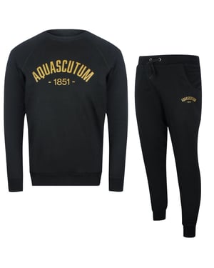 Conjunto De Pantalón Y Chándal Negro De Cuello Redondo Estilo Clásico De Aquascutum