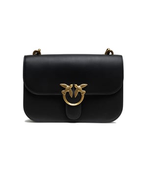 Bolsa de Hombro Clásica Love Bell de Cuero Negro