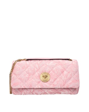 Bolso de hombro de tela rosa