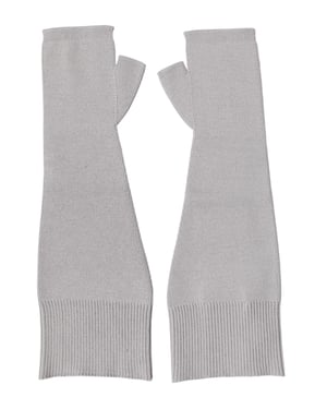 Guantes de dedo descubierto para hombre de lana virgen gris tejida