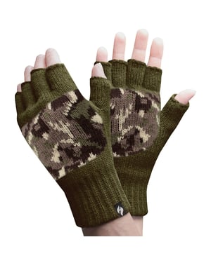 Guantes térmicos sin dedos de invierno forrados de forro polar para hombres, 3.2 TOG, en caqui y azul marino