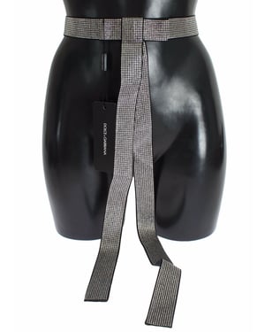 Cinturón de Cintura con Lazo de Cristales de Seda Negra Dolce & Gabbana para Hombre Elegancia