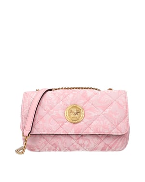 Bolso de hombro de tela rosa