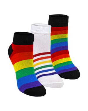 Paquete de 3 calcetines de algodón para niños y niñas con rayas de colores arcoíris