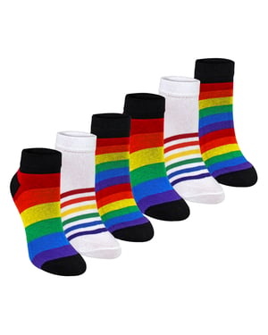 Pack de 6 Calcetines de Algodón para Niños y Niñas con Rayas Arcoíris