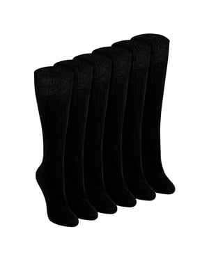 6 Paquetes de Medias para Mujeres 100% Algodón hasta la Rodilla | Medias de Caña Larga con Ribete Sin Elastano