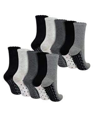 10 Pares de Medias de Encaje para Mujeres - Medias Diarias de Algodón Suave