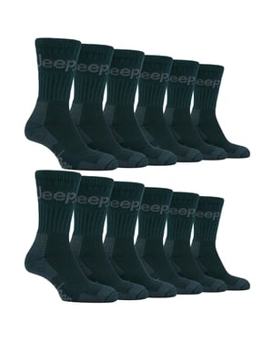 12 Pares de Calcetines de Senderismo de Algodón de Lujo con Amortiguación para Hombre