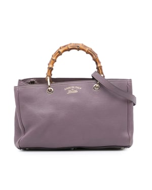 Bolso de Cuero con Asa de Bambú