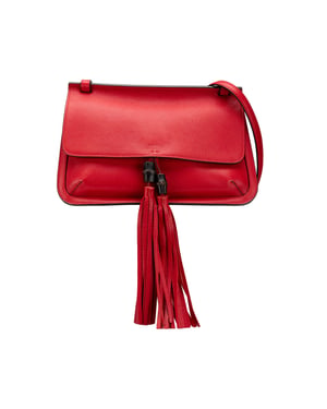 Bolso de hombro con borlas de bambú