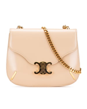 Bolso de cadena de cuero beige