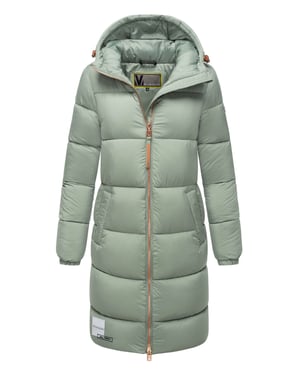 Abrigo largo acolchado Marikoo para mujer con capucha – Nomadiaa