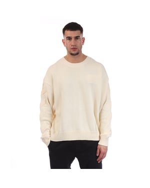 Sudadera de cuello redondo de punto 3D diagonal Off White para hombre en crema