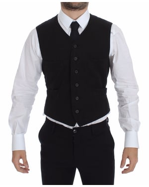Chaleco de algodón negro estilo clásico