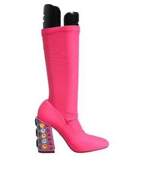 Botas de tela elástica con adornos de cristal