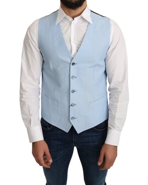 Chaleco de lino azul claro estilo clásico