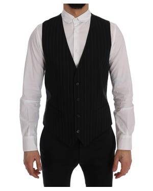 Chaleco Negro a Rayas Formales
