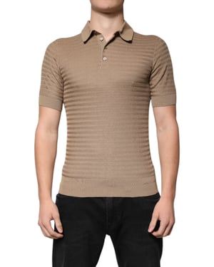 Camiseta de punto de polo de manga corta con canalé