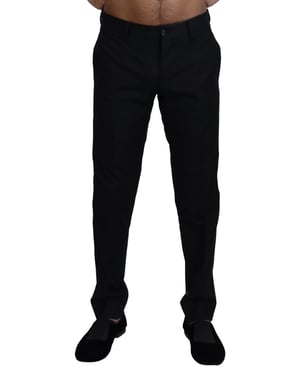Pantalones de Corte Clásico Negro Sólido