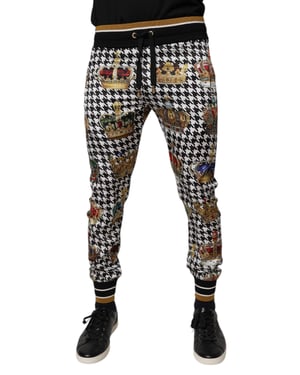 Pantalones de Houndstooth con Estampado de Corona