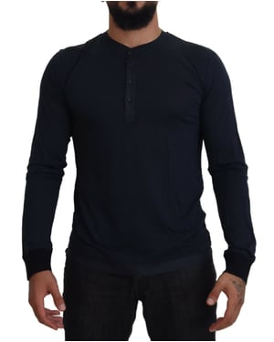 Camisa de punto de manga larga con cuello Henley