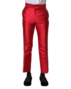 Pantalones de satén rojo brillante