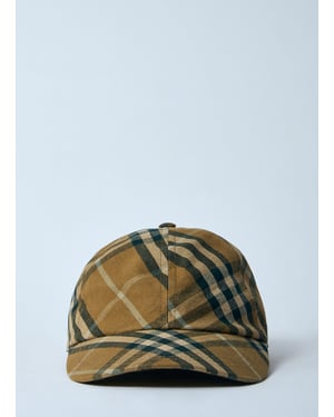 Gorra de béisbol de algodón con estampado de cuadros Burberry