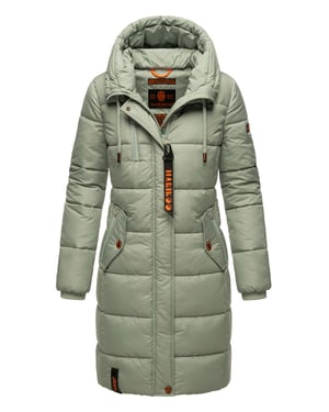 Marikoo abrigo de invierno mujer – Largo acolchado con capucha y bolsillos