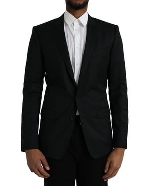 Blazer de Corte Clásico Negro Sólido