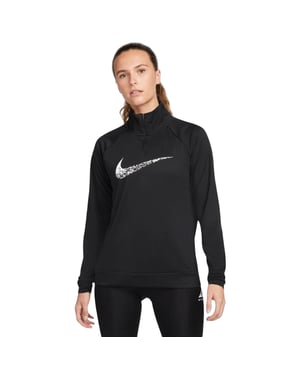 Camiseta De Manga Larga Nike Dri-fit Swoosh Para Correr, Color Negro