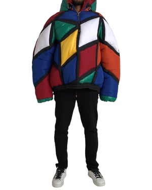 Chaqueta Puffer de Parchwork Geométrico
