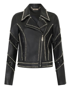 Biker Jacket With Lace Inserts