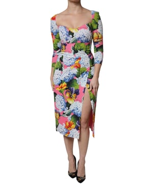 Vestido Midi de Impresión Floral con Rajo Lateral