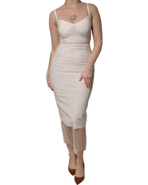 Vestido midi con superposición de malla
