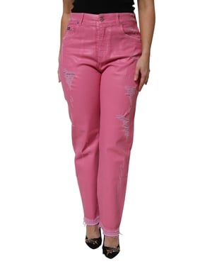 Jeans Rectos de Cintura Alta Desgastados