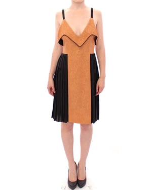 Vestido Midi Plisado Color Mostaza
