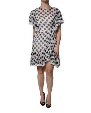 Vestido Mini de Lunares con Volantes y Encaje