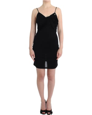 Vestido Mini Ajustado Sin Mangas con Detalles de Rosa