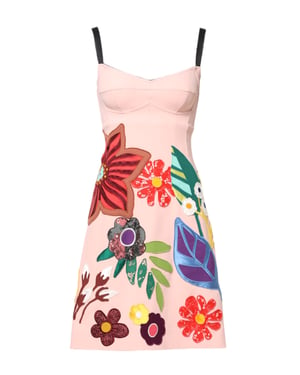 Vestido Aline con Apliques Florales