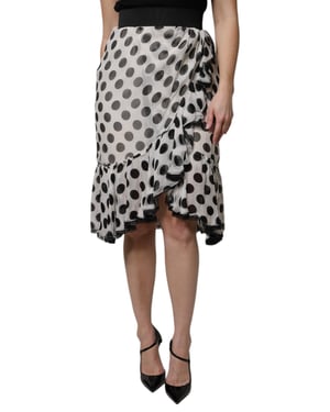 Falda Midi Envolvente con Volantes de Lunares