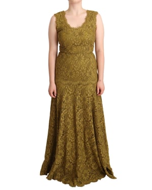 Vestido Largo de Encaje Sin Mangas con Escote en V