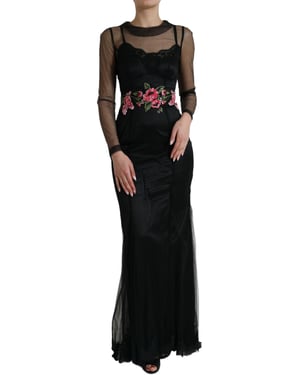 Vestido Largo Bordado Floral