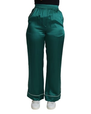 Pantalones de seda satinada Dolce Gabbana verde esmeralda