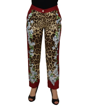Pantalones de Imprenta de Leopardo con Panel Lateral Floral