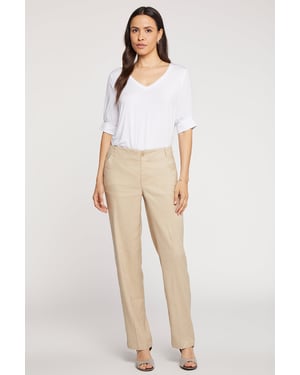 Pantalón Marilyn Beige Lino Elástico | Pajilla