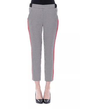 Pantalones Cortos de Houndstooth con Raya Roja en los Laterales