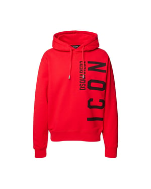 Sudadera Con Capucha Roja Dsquared2 Con Logotipo Icónico Negro Grande