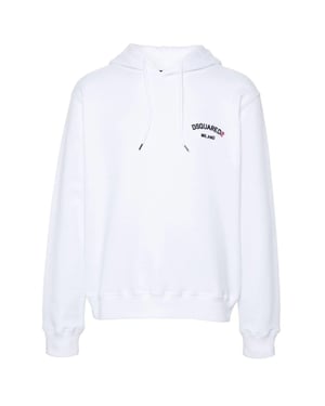 Sudadera Con Capucha Blanca Con Logotipo Pequeño De Milán De Dsquared2